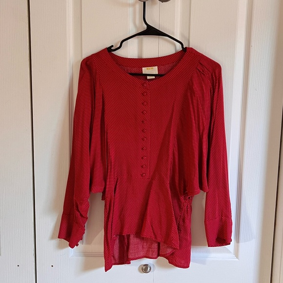 Anthropologie, Maeve: Buttons Red White Polka Dot Dolman Retro Ingenue Top—Small - Picture 2 of 5
